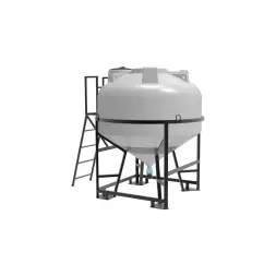 Емкость ЦКТ 3000 л с патрубком 90мм с фланцем под плотность до 1,2 г/см3 белая в обрешетке с лестницей