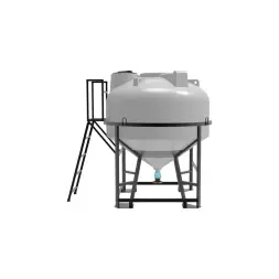 Емкость ЦКТ 3000 л с патрубком 90мм с фланцем под плотность до 1,2 г/см3 белая в обрешетке с лестницей