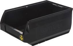 Ящик (лоток) антистатический пластиковый, 350x230x150 мм, 12.08 л, черный [5003 ESD]