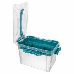 Ящик универсальный с замками и вставкой-органайзером Grand box, 6,65л, голубой