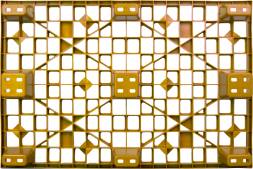 Паллет (поддон) пластиковый перфорированный вкладываемый на 9-ти ножках, 1200х800х160 мм, желтый [TR 1208 L]