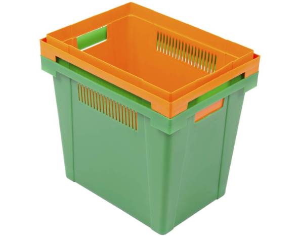 Ящик пластиковый с перфорированными стенками для цветов, 400х300х350 мм, оранжевый [400300350-01]