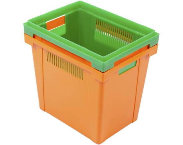 Ящик пластиковый с перфорированными стенками для цветов, 400х300х350 мм, оранжевый [400300350-01]