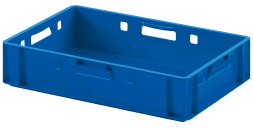 Ящик пластиковый сплошной Е1 (евроформат) для мяса глубокой заморозки, 600х400х120 мм, синий [12.421.40.PE]