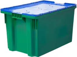 Ящик пластиковый сплошной с крышкой, 600x400x365 мм, 63 л, зеленый [603-1 SP ГД]