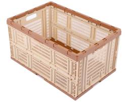 Ящик пластиковый складной перфорированный, 600х400х310 мм, бежевый [600400310-02]