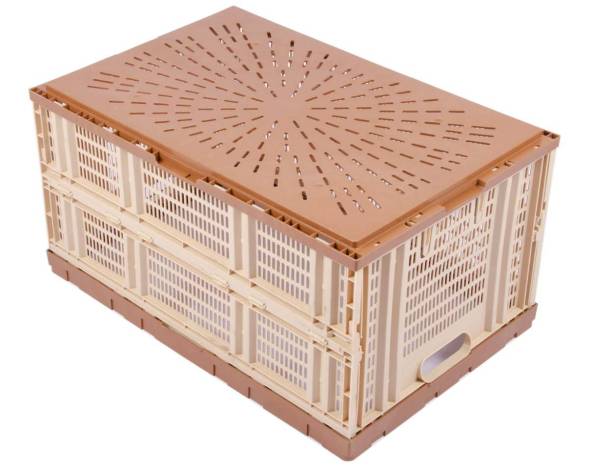 Ящик пластиковый складной перфорированный, 600х400х310 мм, бежевый [600400310-02]