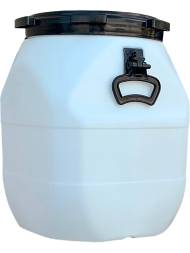 Бочка пластиковая квадратная с ручками и крышкой ЕВРОСТАНДАРТ, 50 л, белый [БПК 50]