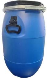 Бочка металлическая с крышкой, металлическим обручем и усиленными ручками, 65 л, синий [БП 65 металл обруч усил ручка] 